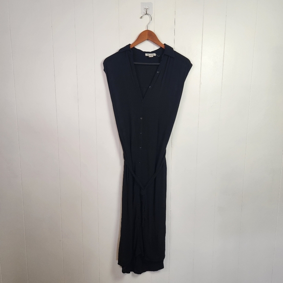Billabong Sleeveless Black Midi Shirt Dress Button Down Belt Womens Small - Picture 2 of 8